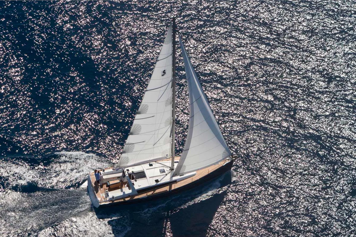 Exterior view of Beneteau Oceanis 48, a sailboat at Kaštela, Croatia