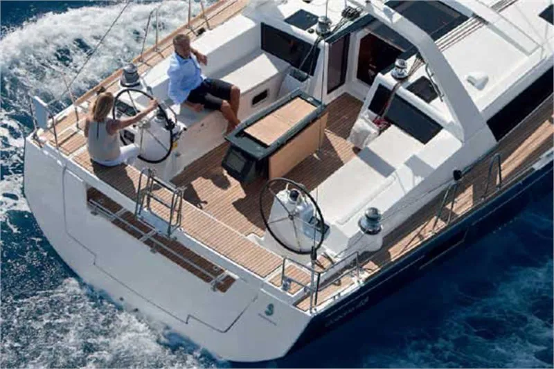 Deck of Beneteau Oceanis 48, a sailboat at Kaštela, Croatia