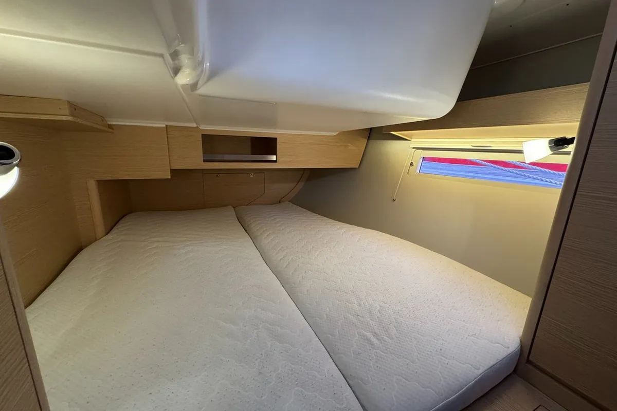 Cabin on Stella Marie IV, a Dufour 390 sailboat at La Rochelle, France