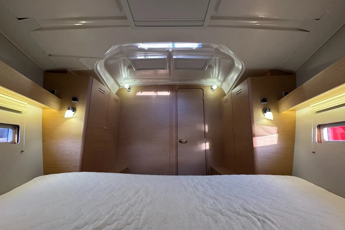 Cabin on Stella Marie IV, a Dufour 390 sailboat at La Rochelle, France