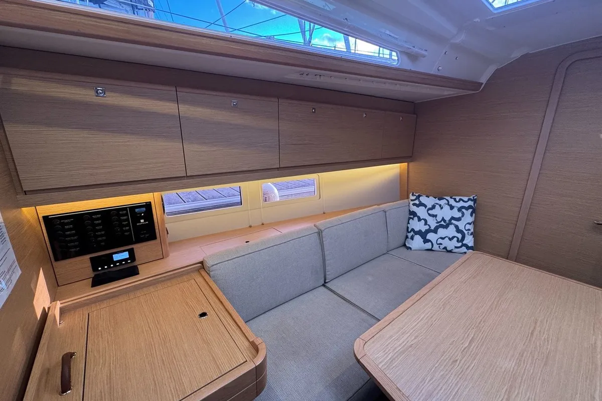 Salon of Stella Marie IV, a Dufour 390 sailboat at La Rochelle, France