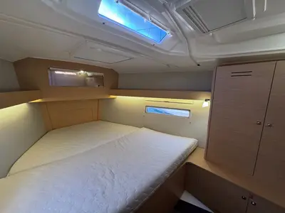Cabin on Stella Marie IV, a Dufour 390 sailboat at La Rochelle, France