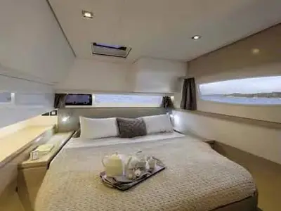 Cabin on Bicos, a Fountaine Pajot Saba 50 catamaran at Fethiye, Turkey