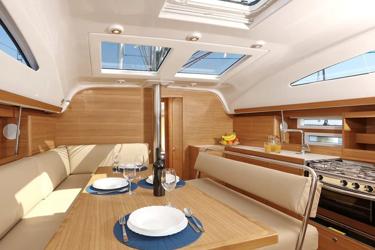 Salon of Luna, a Elan Impression 45.1 sailboat at Šibenik, Croatia