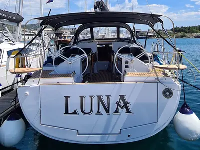 Cockpit of Luna, a Elan Impression 45.1 sailboat at Šibenik, Croatia