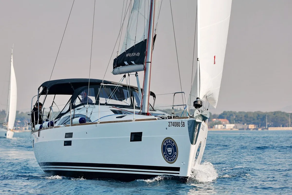 Exterior view of Luna, a Elan Impression 45.1 sailboat at Šibenik, Croatia