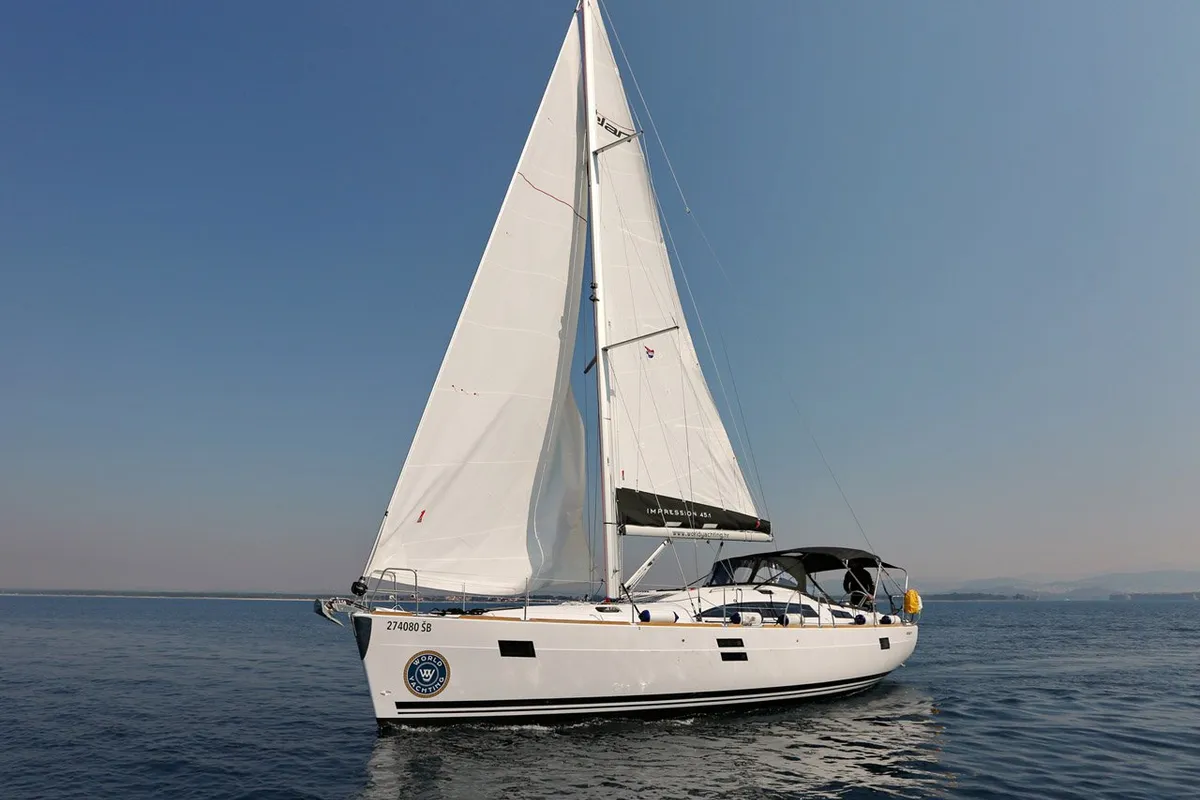 Exterior view of Luna, a Elan Impression 45.1 sailboat at Šibenik, Croatia