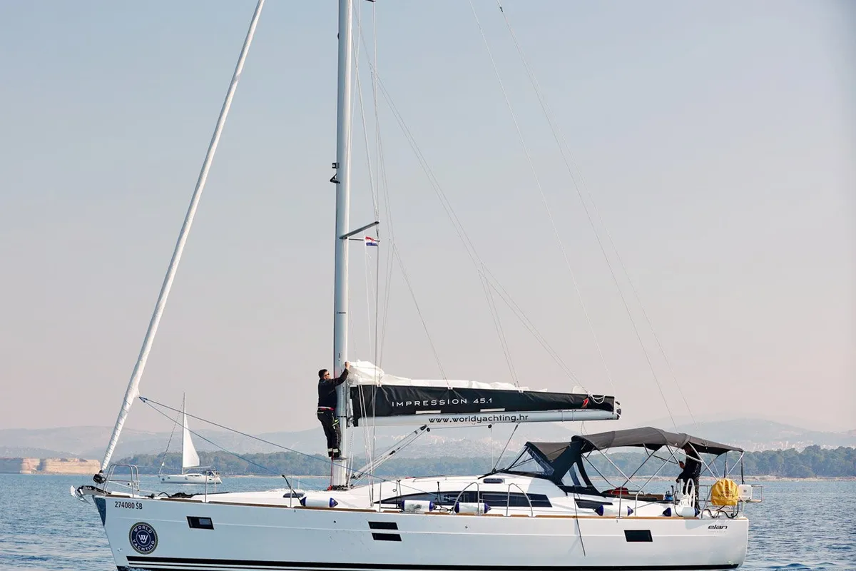 Exterior view of Luna, a Elan Impression 45.1 sailboat at Šibenik, Croatia