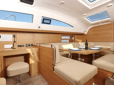 Salon of Luna, a Elan Impression 45.1 sailboat at Šibenik, Croatia