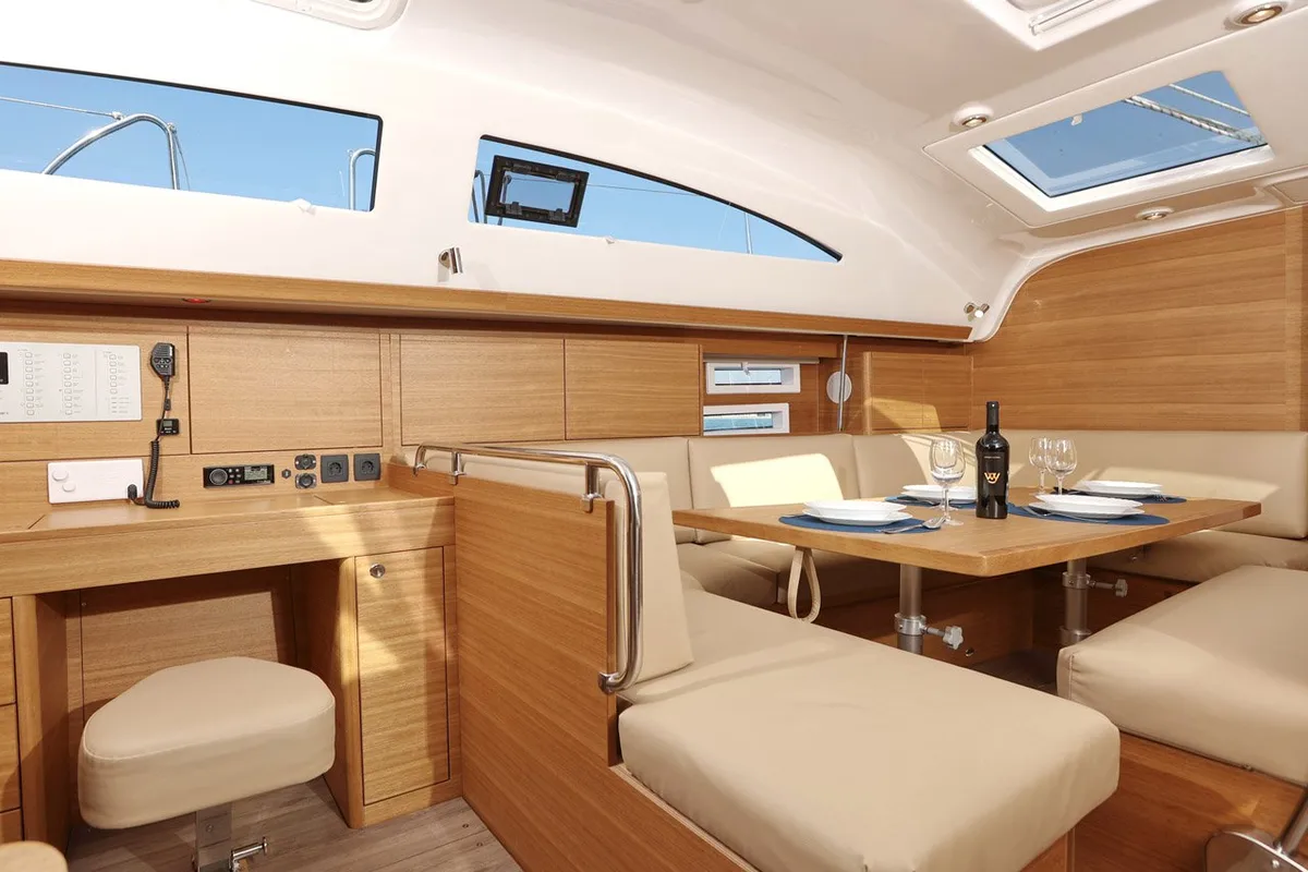 Salon of Luna, a Elan Impression 45.1 sailboat at Šibenik, Croatia