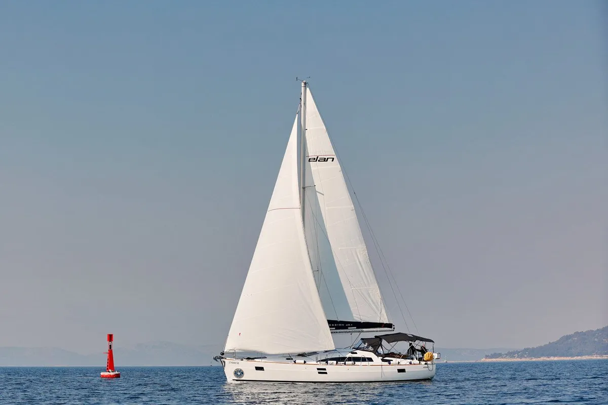 Exterior view of Luna, a Elan Impression 45.1 sailboat at Šibenik, Croatia