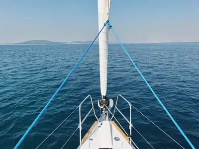 Deck of Luna, a Elan Impression 45.1 sailboat at Šibenik, Croatia