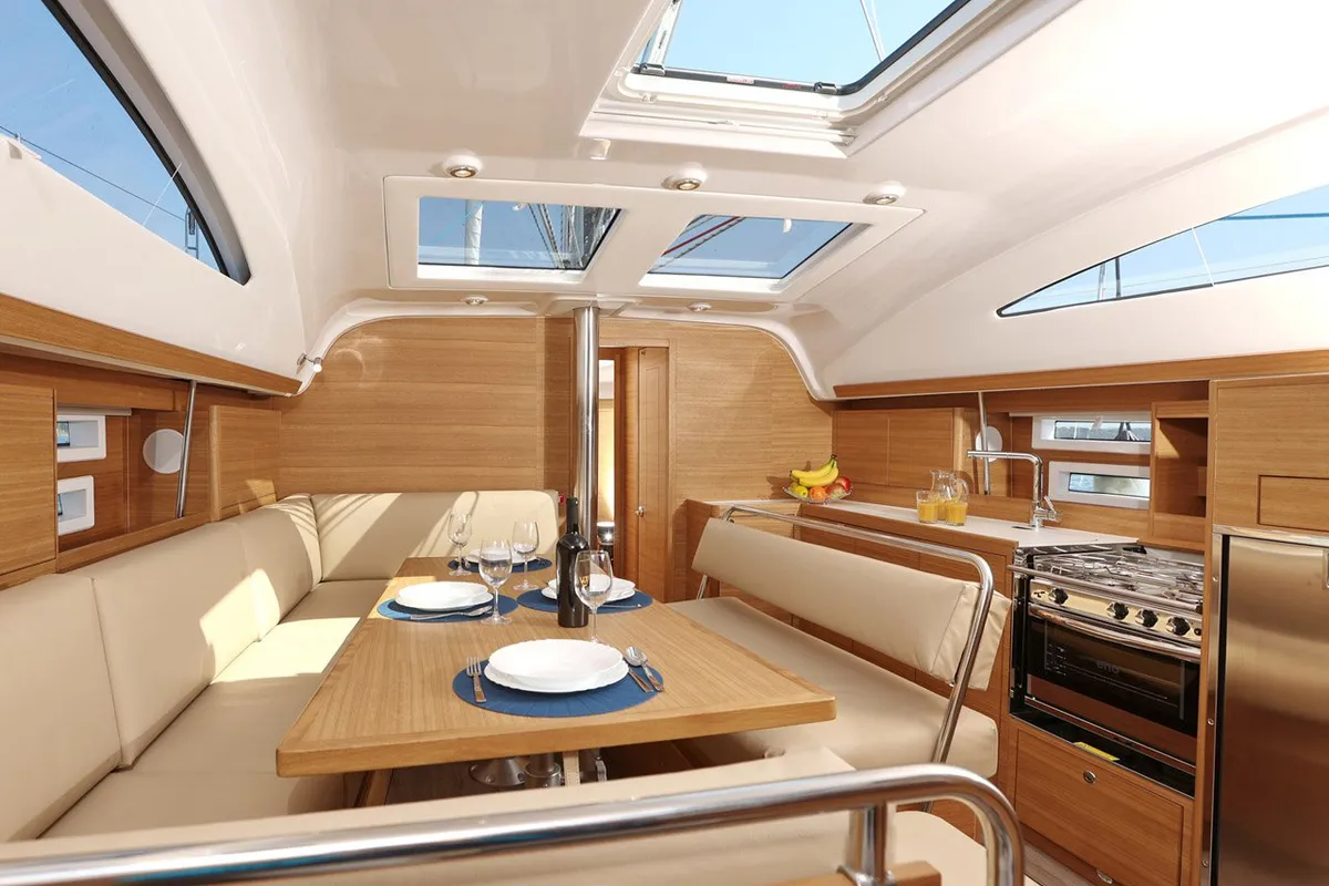 Salon of Luna, a Elan Impression 45.1 sailboat at Šibenik, Croatia
