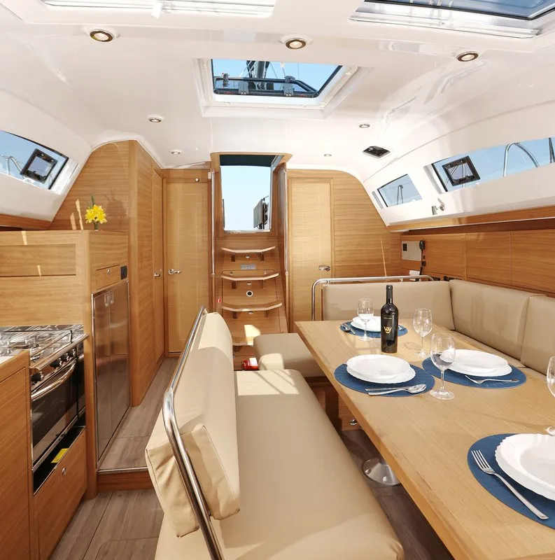 Salon of Luna, a Elan Impression 45.1 sailboat at Šibenik, Croatia