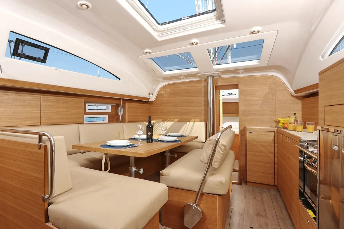 Salon of Luna, a Elan Impression 45.1 sailboat at Šibenik, Croatia