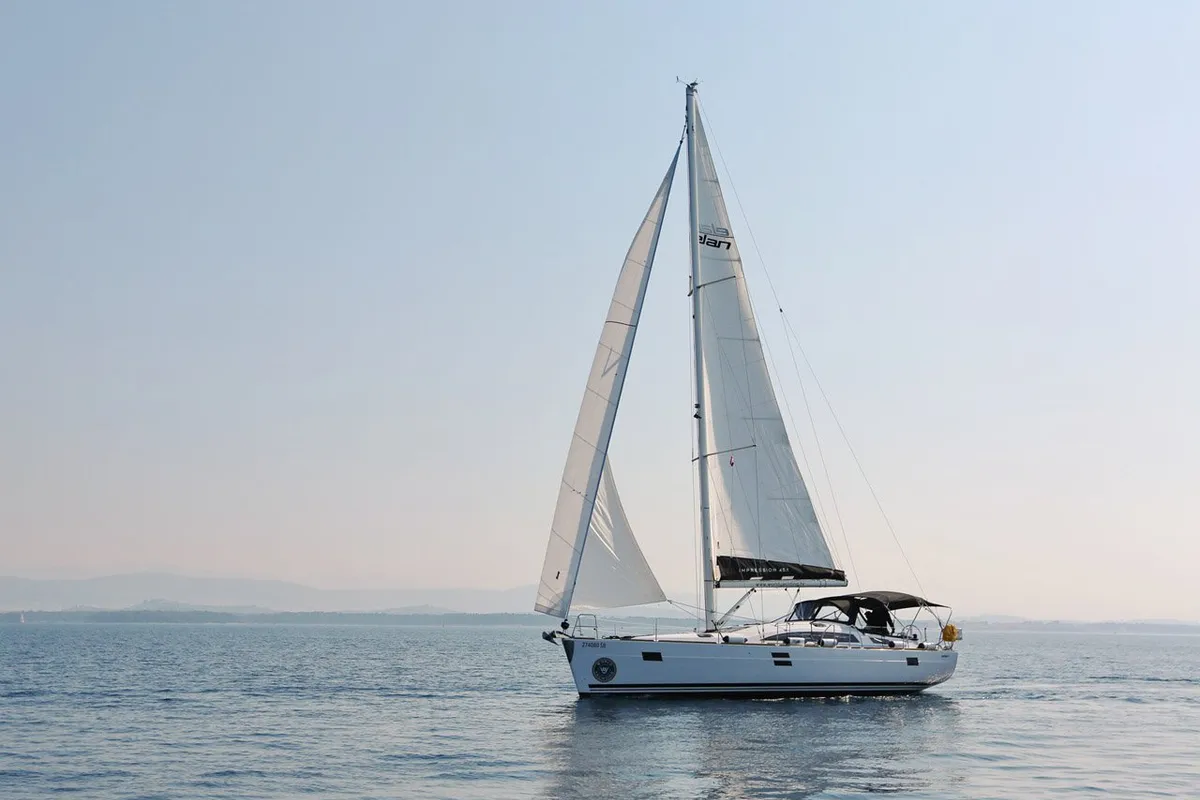 Exterior view of Luna, a Elan Impression 45.1 sailboat at Šibenik, Croatia