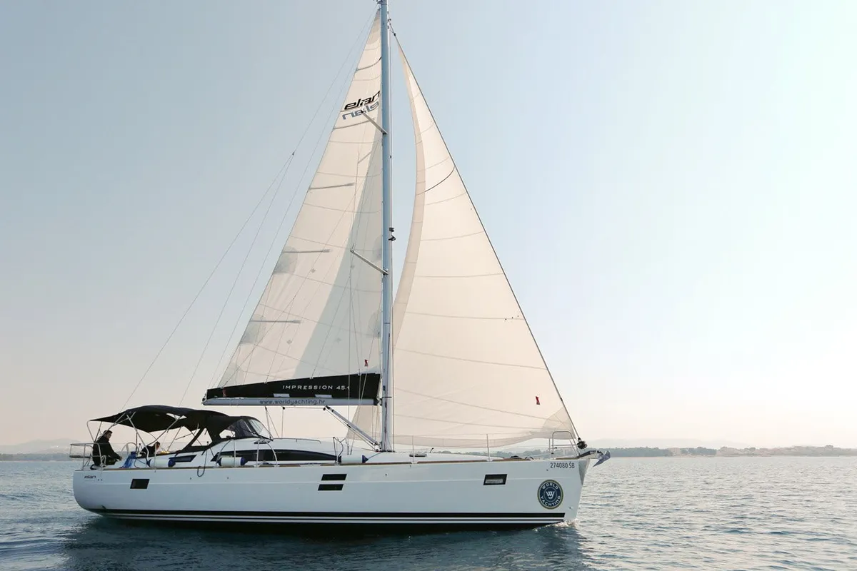 Exterior view of Luna, a Elan Impression 45.1 sailboat at Šibenik, Croatia