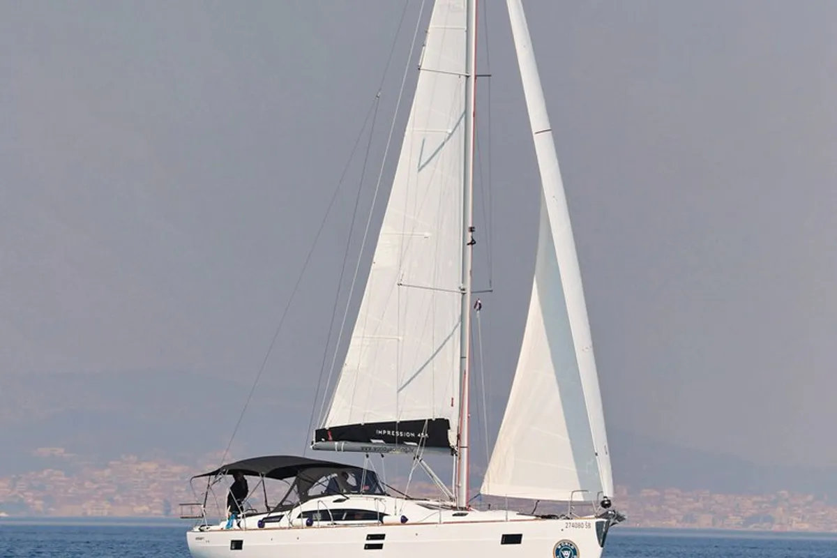 Exterior view of Luna, a Elan Impression 45.1 sailboat at Šibenik, Croatia