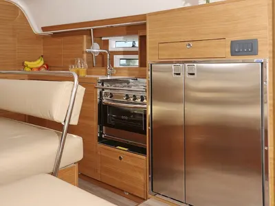 Galley of Luna, a Elan Impression 45.1 sailboat at Šibenik, Croatia