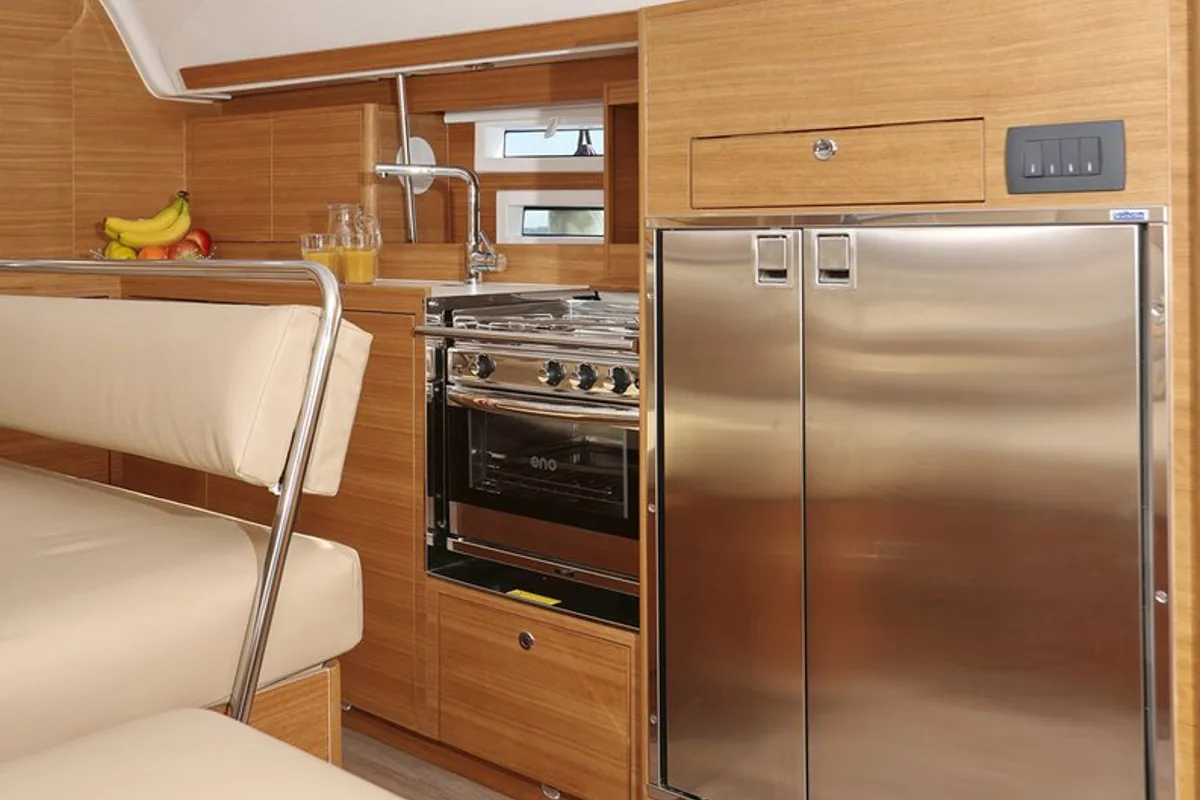 Galley of Luna, a Elan Impression 45.1 sailboat at Šibenik, Croatia
