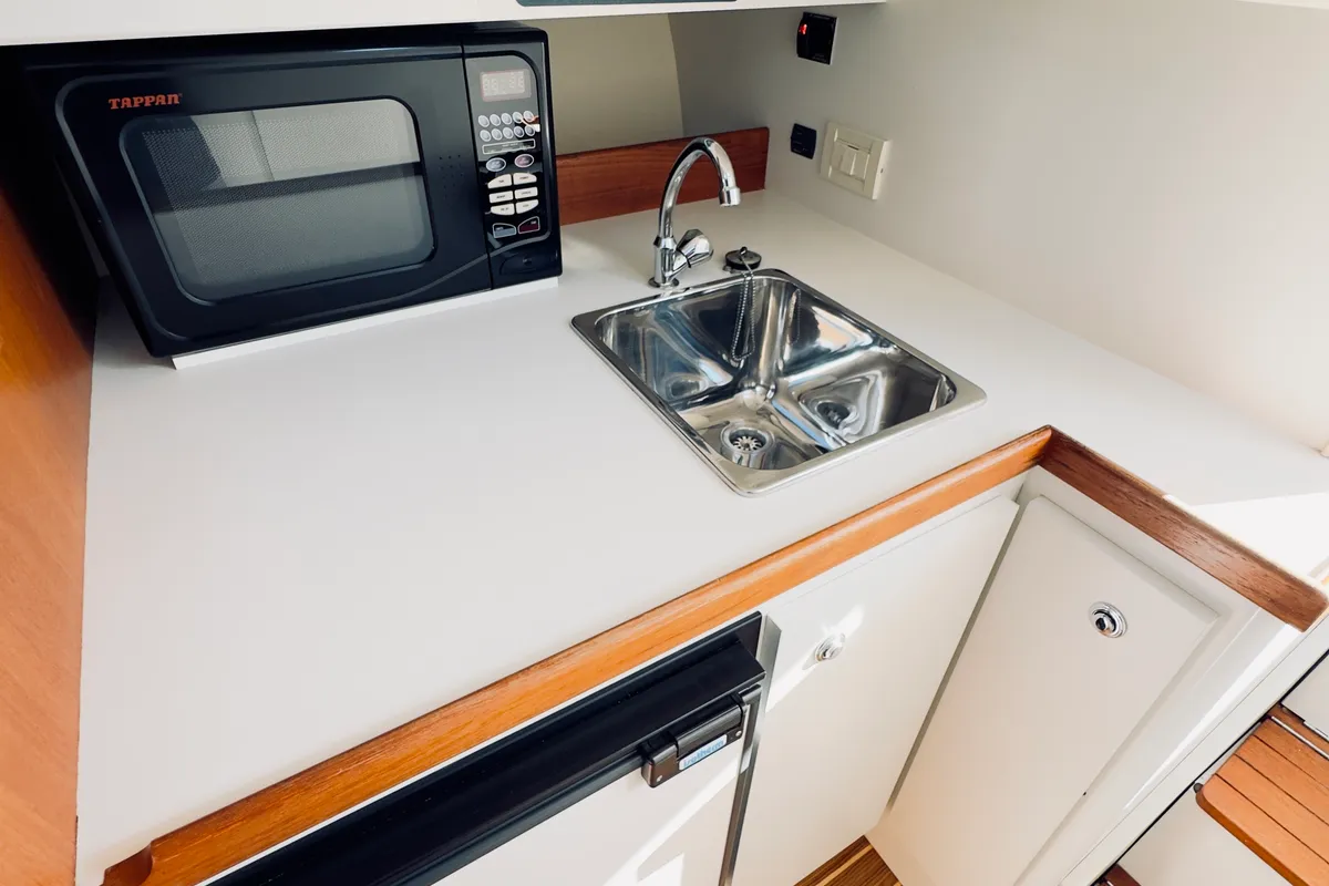 Galley of Fiki, a Tiara 2900 Coronet motorboat at Kranidi, Greece