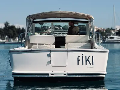 Exterior view of Fiki, a Tiara 2900 Coronet motorboat at Kranidi, Greece