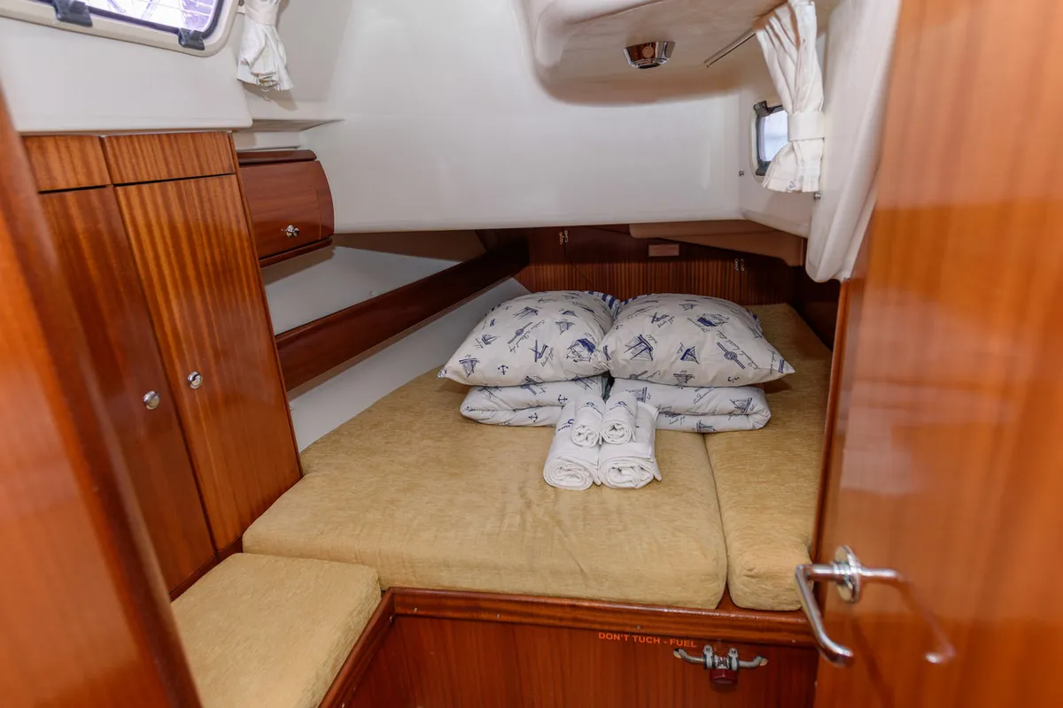 Cabin on Kokica, a Bavaria 49 sailboat at Grad Trogir, Croatia