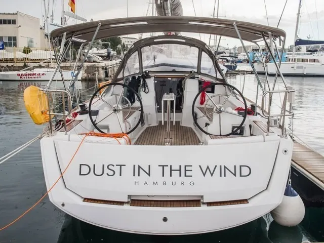 Exterior view of DUST IN THE WIND, a Jeanneau Sun Odyssey 389 sailboat at Sukošan, Croatia