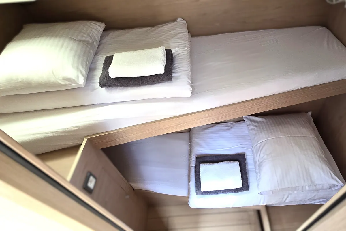Cabin on Avocado, a Beneteau Oceanis 51.1 sailboat at Cala Egos, Spain