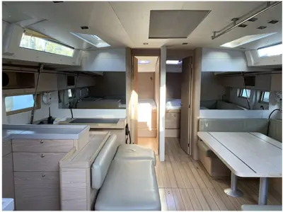 Salon of Avocado, a Beneteau Oceanis 51.1 sailboat at Cala Egos, Spain