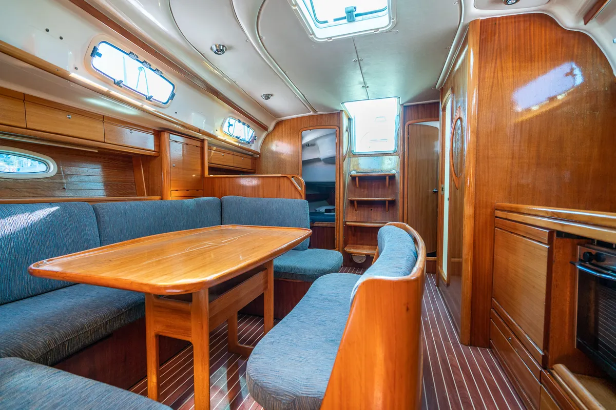 Salon of NADA, a Bavaria 39 Cruiser sailboat at Grad Trogir, Croatia