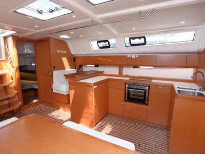 Galley of Vera, a Bavaria 51 Cruiser sailboat at Herceg Novi, Montenegro