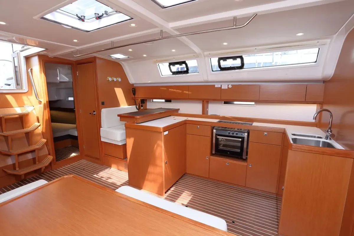 Galley of Vera, a Bavaria 51 Cruiser sailboat at Herceg Novi, Montenegro