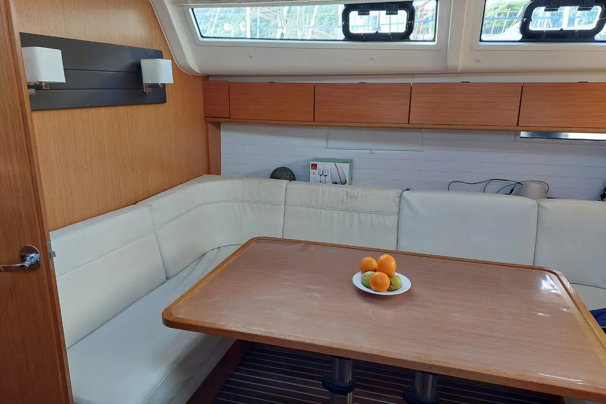 Salon of Vera, a Bavaria 51 Cruiser sailboat at Herceg Novi, Montenegro