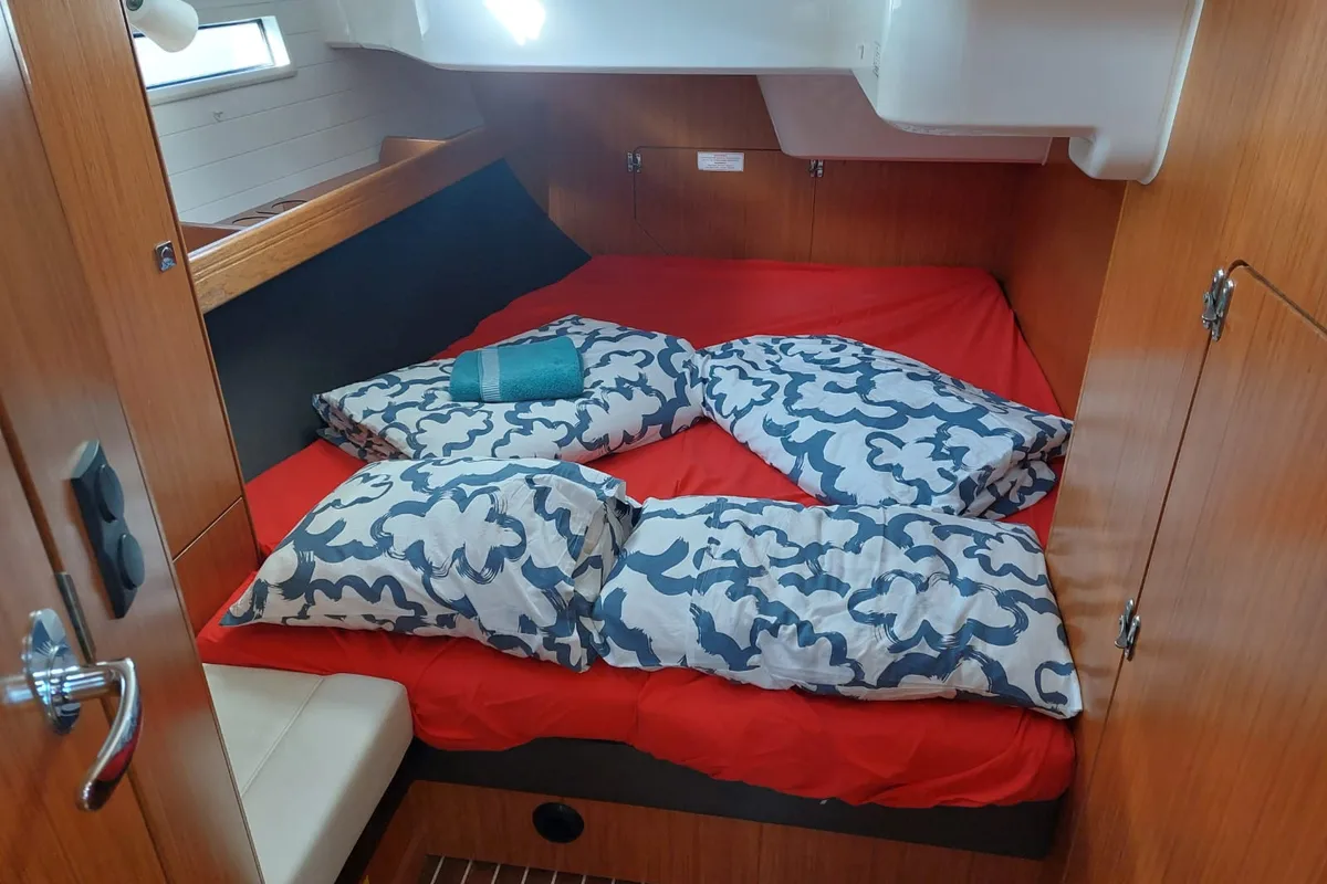 Cabin on Vera, a Bavaria 51 Cruiser sailboat at Herceg Novi, Montenegro