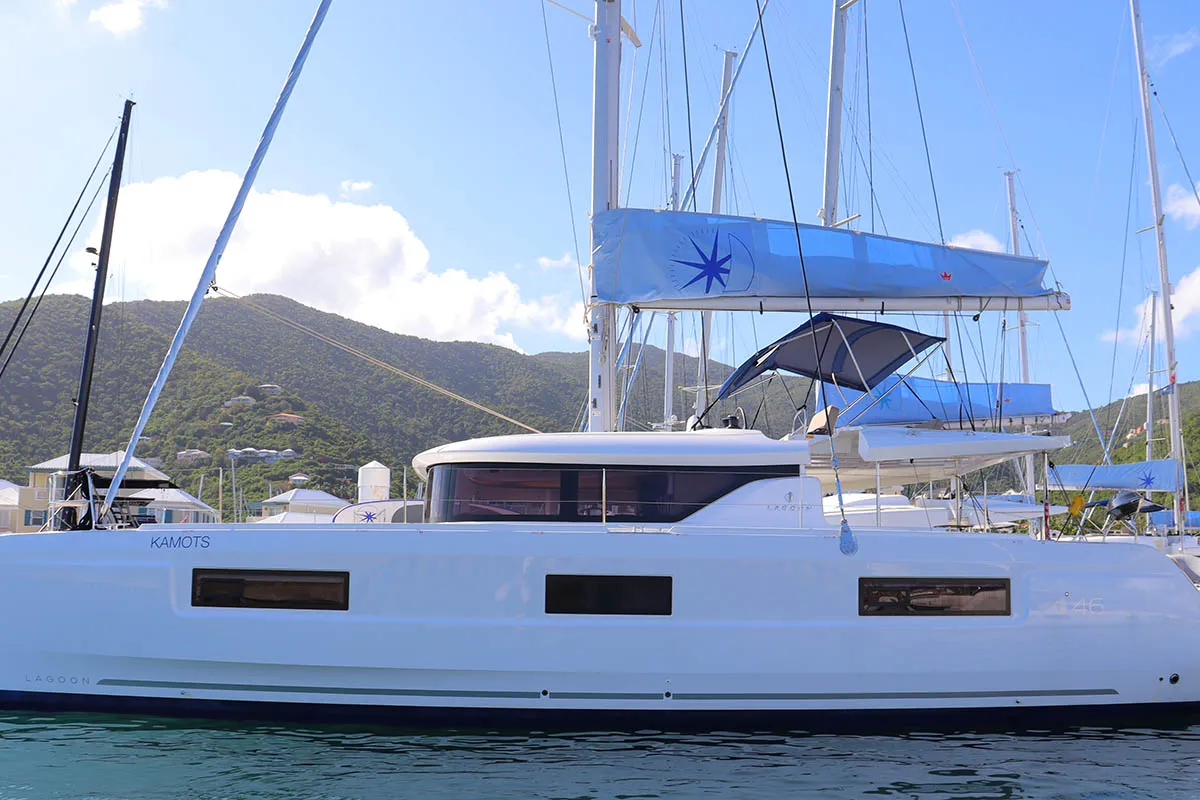 Kamots_X, a Lagoon 46 catamaran at Road Town, British Virgin Islands