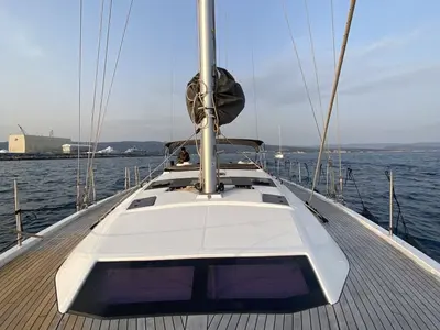 Deck of Tounema, a Dufour 470 sailboat at Marseille, France
