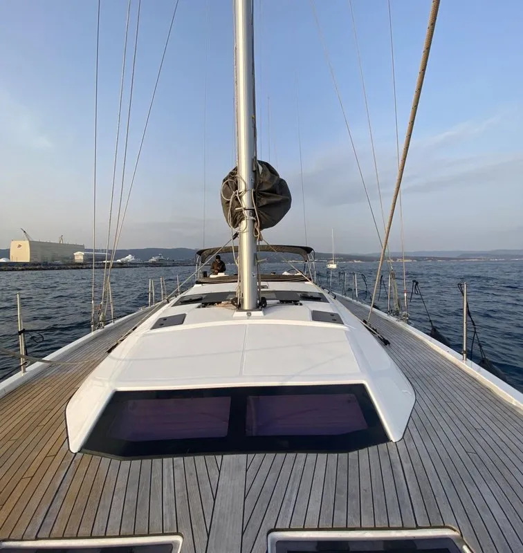Deck of Tounema, a Dufour 470 sailboat at Marseille, France