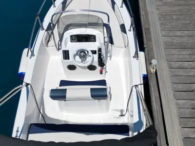 NN, a Italmar Open 16,50 motorboat at Grad Šibenik, Croatia