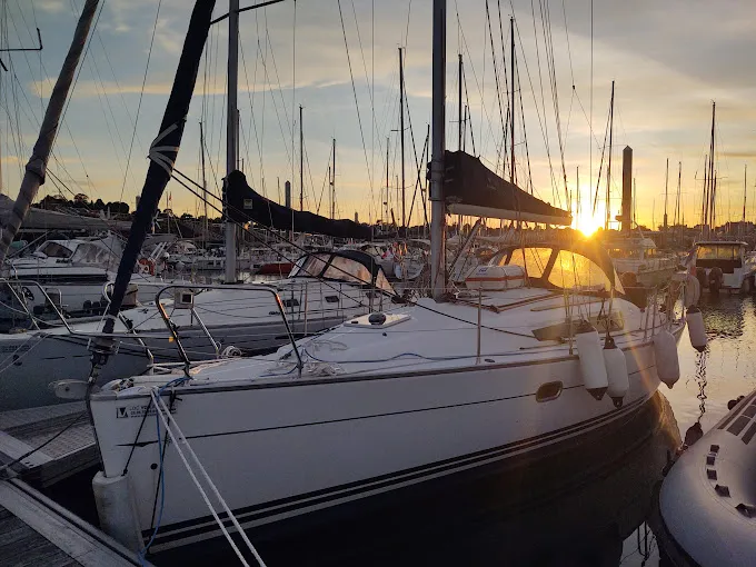 Exterior view of Jami 3, a Jeanneau Sun Odyssey 32i sailboat at Saint-Cast-le-Guildo, France