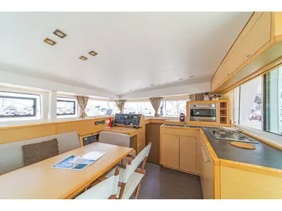Salon of Vicky, a Lagoon 400 S2 catamaran at Municipal Unit of Lefkada, Greece