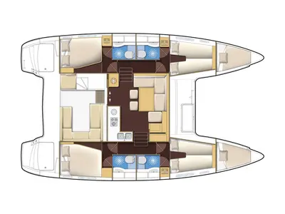 Floor plan of Vicky, a Lagoon 400 S2 catamaran at Municipal Unit of Lefkada, Greece