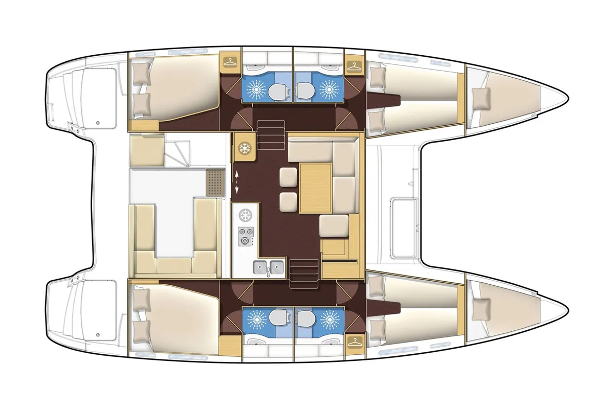 Floor plan of Vicky, a Lagoon 400 S2 catamaran at Municipal Unit of Lefkada, Greece