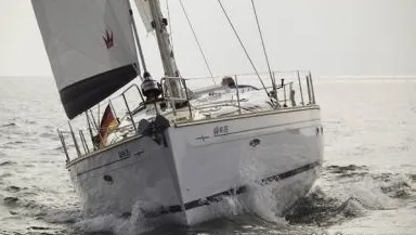 Exterior view of Aphrodite, a Bavaria 50 Cruiser sailboat at Seget Donji, Croatia