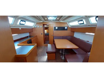 Salon of Dione, a Bavaria Cruiser 46 sailboat at Olbia, Italy