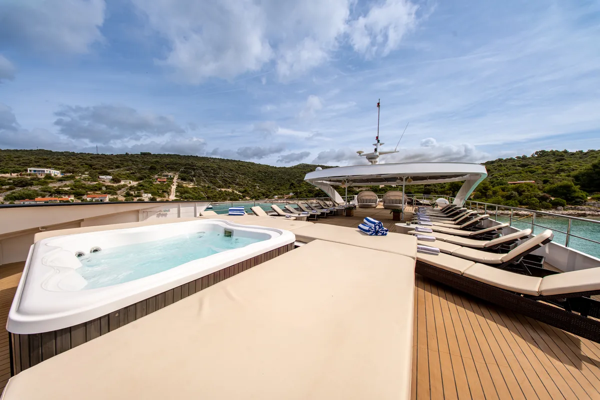 Deck of Karizma, a Gulet Motoryacht motor yacht at Split, Croatia