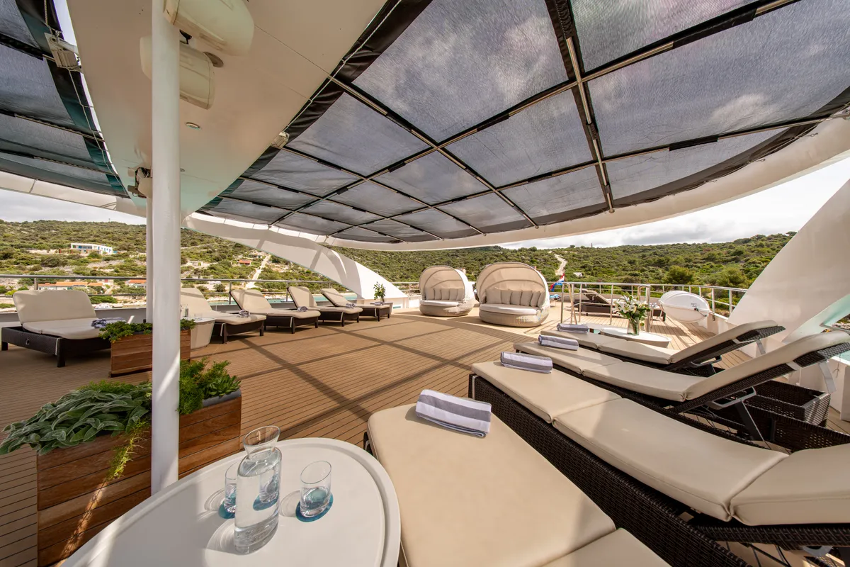 Deck of Karizma, a Gulet Motoryacht motor yacht at Split, Croatia