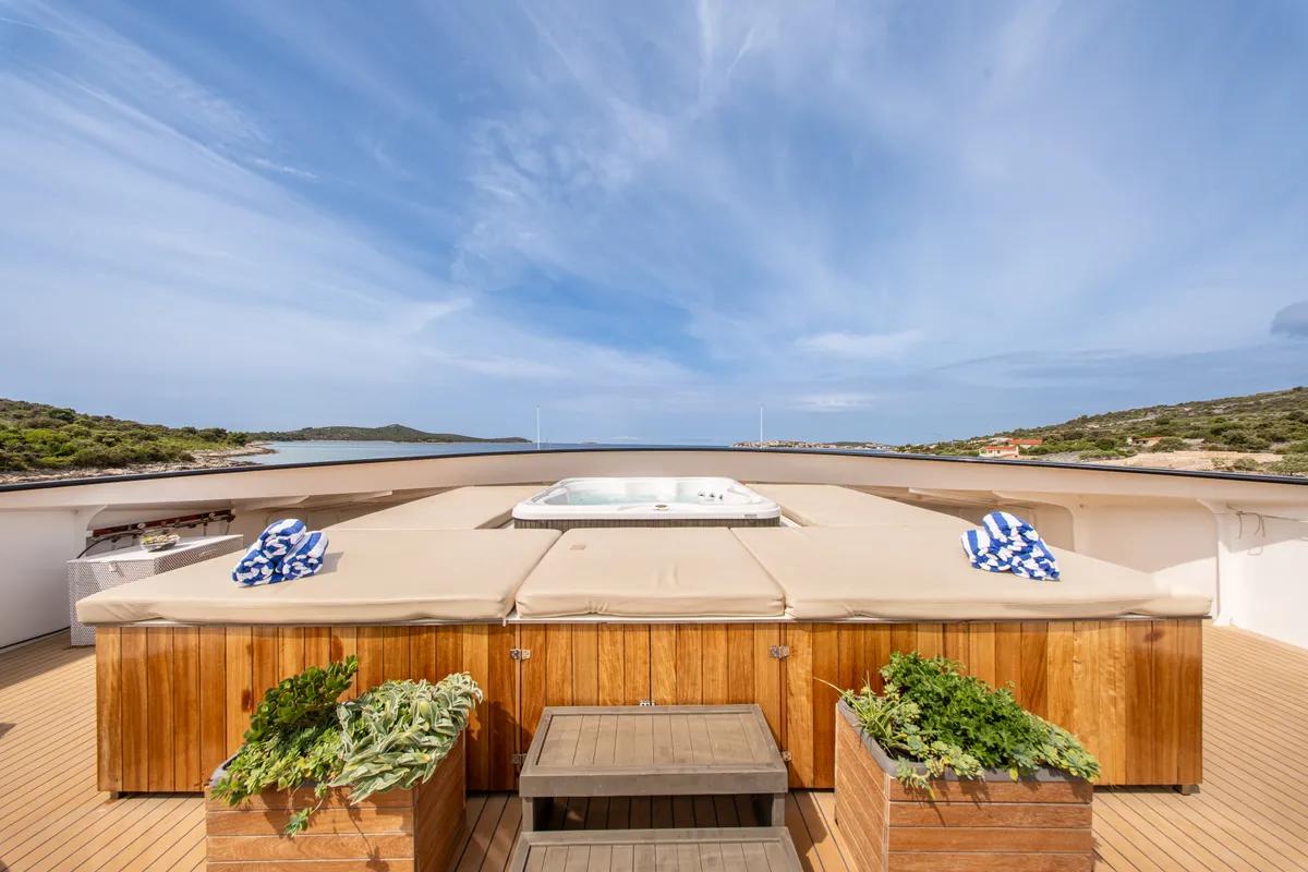 Deck of Karizma, a Gulet Motoryacht motor yacht at Split, Croatia