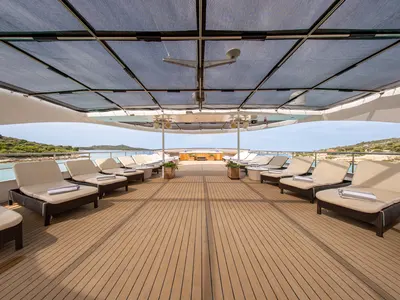 Deck of Karizma, a Gulet Motoryacht motor yacht at Split, Croatia