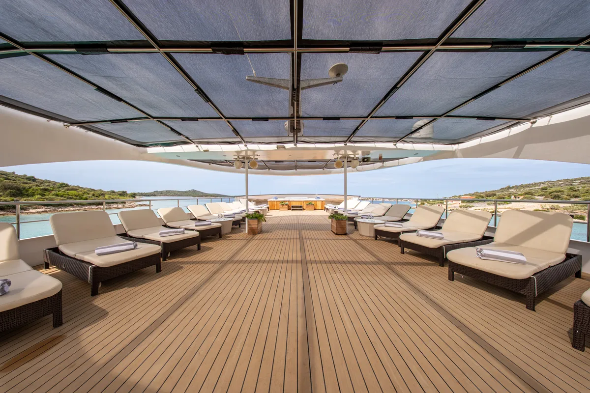Deck of Karizma, a Gulet Motoryacht motor yacht at Split, Croatia